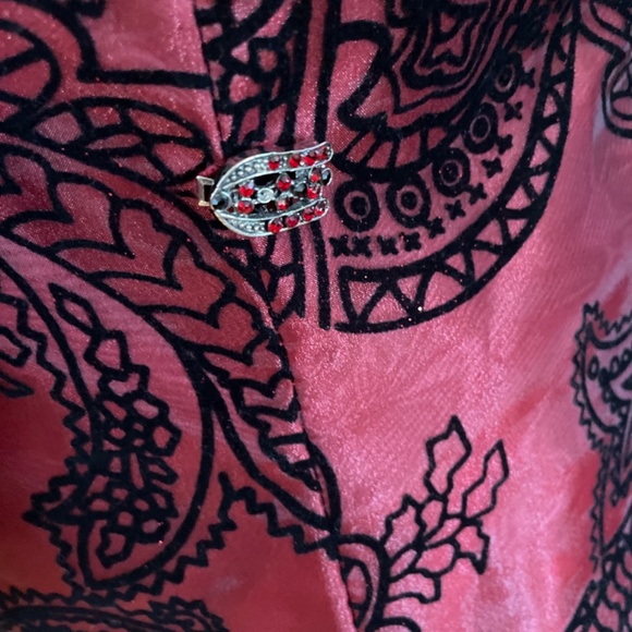 Sparkling Lined Crimson Red with Velvet Appliqués Party Jacket - Picture 3 of 10